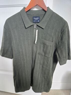Abercrombie & Fitch Textured Sweater Polo Zip Up Green XS Men